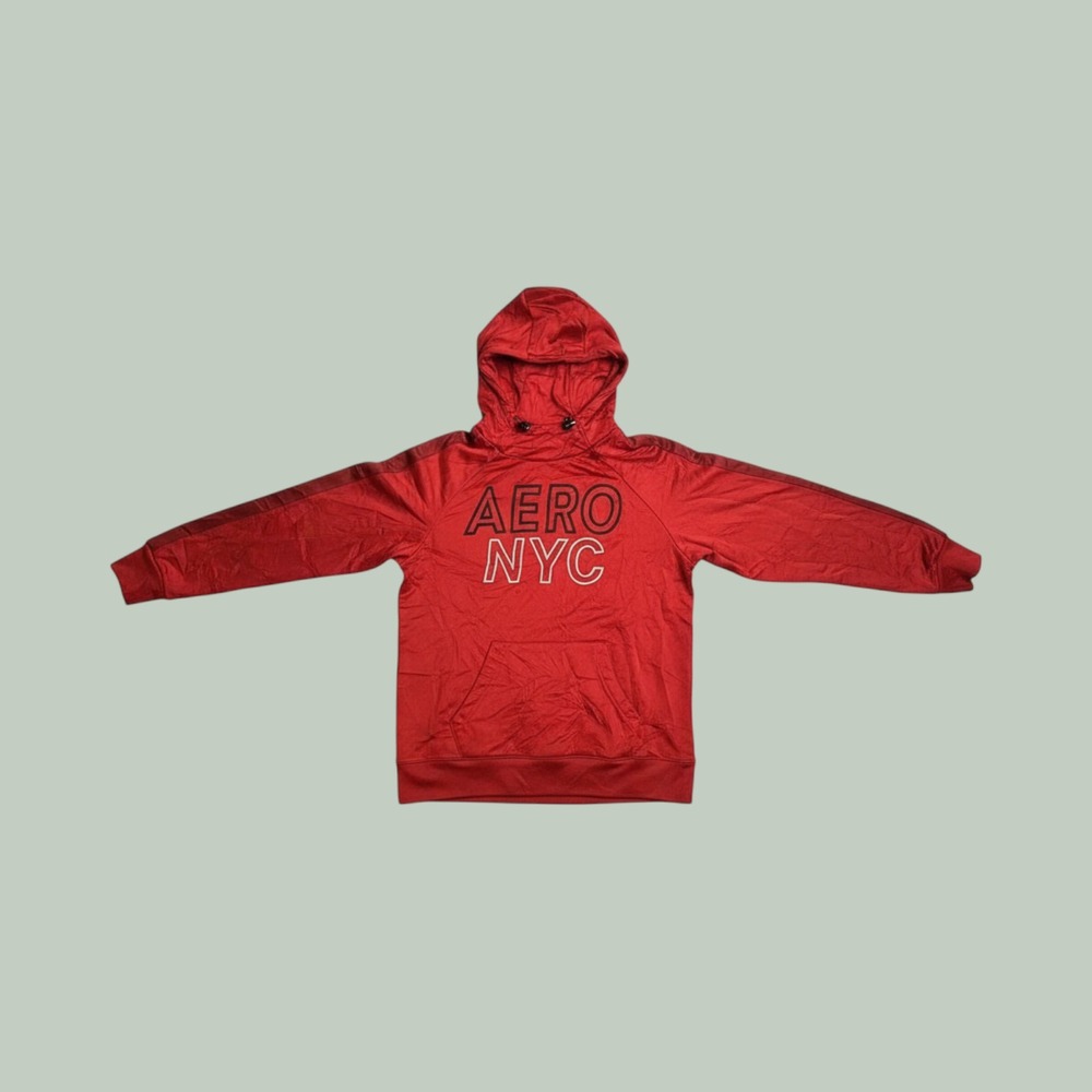 Aeropostale Hoodie Mens XS Red AERO NYC Graphic Activewear Pullover LXBGCH95